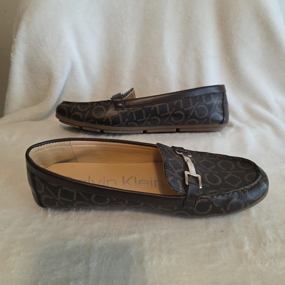 Calvin Klein Women's Logo Loafers Slip-On Flats Monogram CK Brown Size 7.5M - Picture 11 of 12